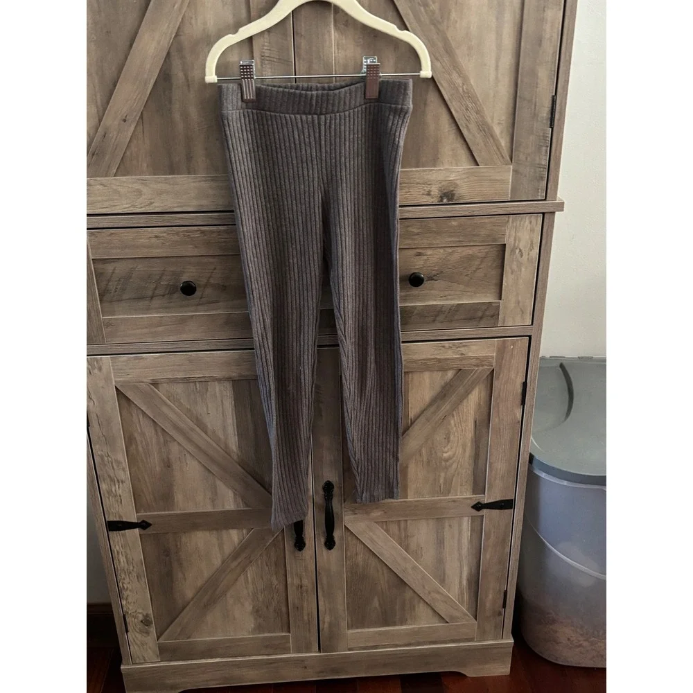 HM Kids Ribbed Knit Hoodie and Leggings Set Charcoal Grey Size 6-7Y